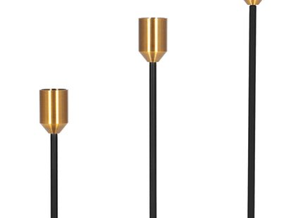 Kandelaar - Metaal - Set Van 3 - Rond - Zwart/Goud