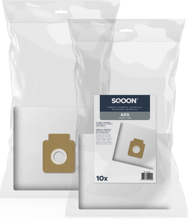 SQOON® Stofzuigerzakken 10 x Geschikt voor AEG GR.51 Smart 4 Serie - Vervangt GR51S / 9001667402 - High Filtration