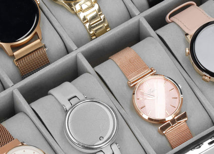 Horlogedoos - Horlogebox - Horlogeopberger  - Zwart - Grijs - 10 Horloges