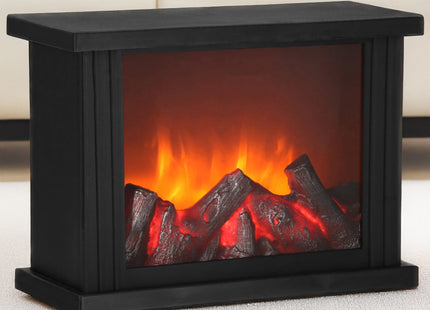Open Haard - Kachel - Verwarming - Decoratieve Verlichting - Baterijen - USB LED - 27,5 x 19,5 x 12 cm - Zwart