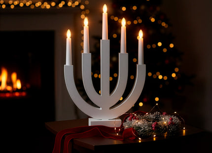 LED Kaarsenbrug | Batterijen | Wit | Warm Wit | 5 Kaarsen