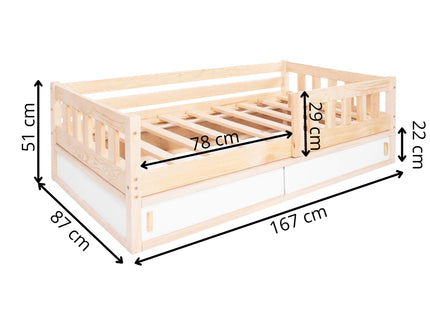 Kinderbed  - Veiligheid - Kasten - Hout - Lichtbruin - 160 x 80cm