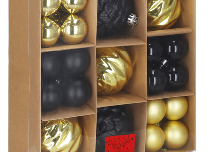 Kerstballen | 37 Stuks | 8 cm | Goud | Zwart