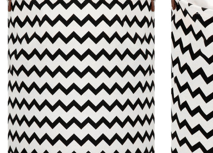 Opbergmand - Speelgoedmand - Kledingmand - Organizer - Handvatten - Zigzag Patroon - Zwart - Wit