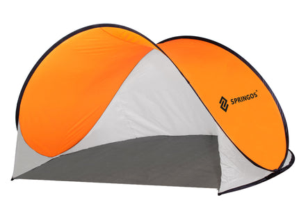 Strandtent | Pop-Up Strandtent | UV Filter | Windbescherming | Inclusief Draagtas | 200 x 120 x 110 cm | Wit/Oranje