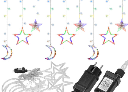 Lichtgordijn | IJspegel Verlichting | Inclusief USB En Afstandsbediening | 138 LED | Multicolor | Sterren | Maan