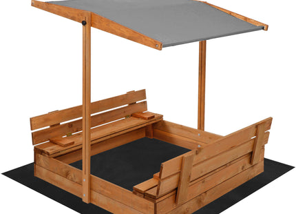 Zandbak - Met Deksel - Met Bank - Inclusief Gronddoek - Met Dak  - Geïmpregneerd - 120 x 120 CM
