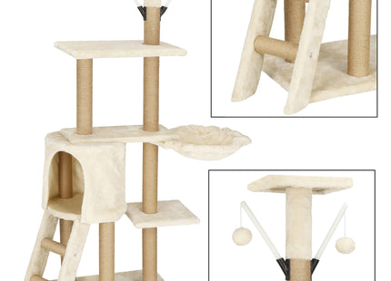 Krabpaal - Voor Katten - Meubelbescherming - 136 cm - Crème - 7 Etages