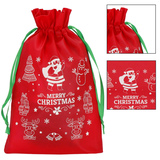 Kerstzak | Cadeautas | Merry Christmas | Rood/Wit/Groen