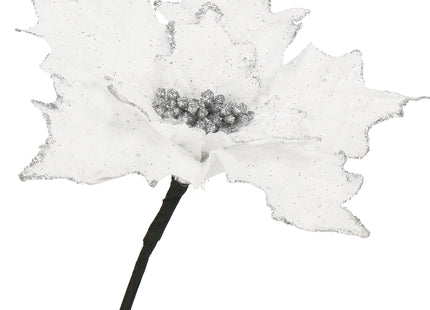 Kunstbloem - Ster van Bethlehem - Wit - Glitters