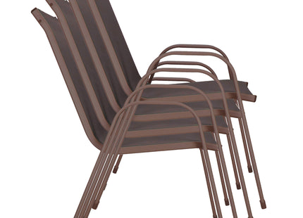Tuinstoel | Tuinstoelen | Tuinstoel Buiten | Staal & Textileen | 120 kg | Bruin | 2 Stuks