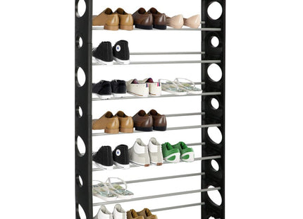 Springos Schoenenrek | 24 - 30 Paar Schoenen | 8 Laags | Kunststof/Metaal | Zwart