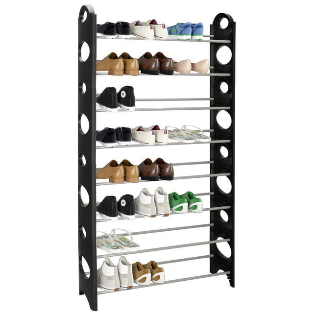 Springos Schoenenrek | 24 - 30 Paar Schoenen | 8 Laags | Kunststof/Metaal | Zwart