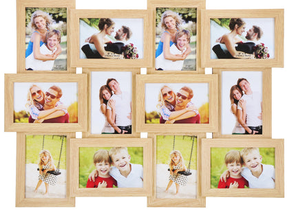 Fotolijst - 12 Foto's - Collage - Staand/Liggend -  61,5 x 46 cm - Bruin