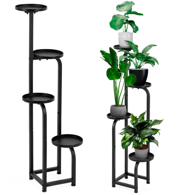 Plantenrek - Plantenstandaard - Bloemenstandaard - Bloementrap - Metaal - 4 - Laags - 22.5 X 22.5 X 117 CM