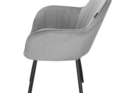 Stoel - Gestoffeerd - Fluwelen - Metaal - Woonkamer - Keuken - Eetkamer - Interieur - Grijs