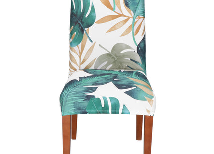 Stoelhoes - Voor Eetkamerstoelen - Met Stretch - Bladeren - Groen/Wit