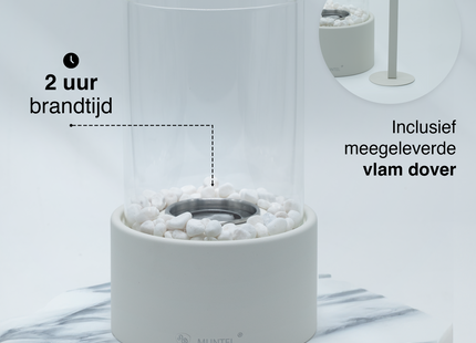 Bio Ethanol Sfeerhaard | Tafelhaard | Binnen & Buiten | Rond | Wit | ⌀ 15 CM