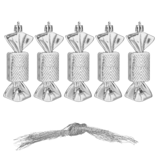 Kersthanger | Kerstsnoepje | Zilver | 5 Stuks