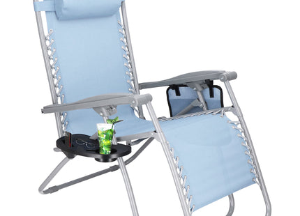 Tuinstoel | Ligstoel | Opvouwbaar | Verstelbaar | Ergonomische Hoofdsteun | Lichtblauw