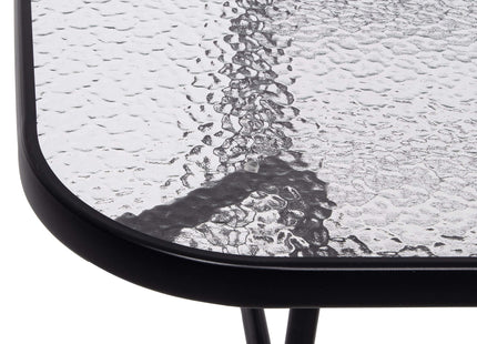 Tuintafel | 140 x 80 x 70 cm | Buitentafel | Eettafel Buiten | Metaal | Gehard Glas | 100 KG | Zwart