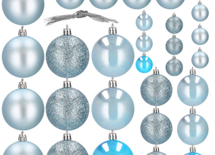 Kerstballen | 30 Stuks | 6/5/4 cm | Lichtblauw