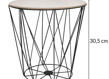 Salontafel | Salontafel Rond | Bijzettafel | 1 Stuk | 30,5 cm | Zwart/Licht Hout