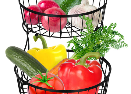 Fruitmand - Dubbel - Metalen Mand - Zwart - 32,5x30 cm