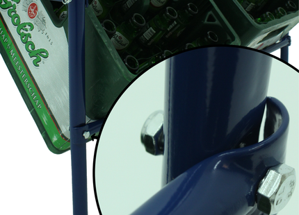 Krattenrek - Krattenrek - Drankkratten - Opbergrek - Universeel - Stevig - Staal - 6 Kratten - 14 x 73 x 116 cm - Blauw