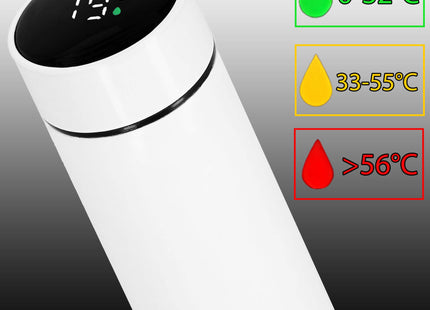 Thermosfles - Thermoskan - LCD- Display - 500 ML - RVS - Wit