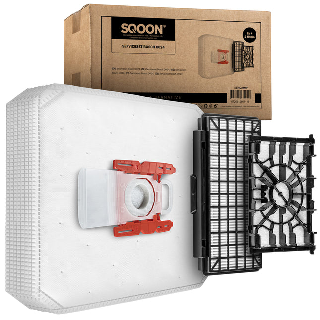 SQOON® Accessoireset geschikt voor Bosch Serie 8 In’genius – 8x G ALL Stofzuigerzakken + HEPA Uitblaasfilter + Motorfilter – Geschikt voor BGL8SIL5, BGL8X329, BGL8PRO2, BGL8PET1 en meer