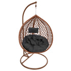 Hangstoel | Egg Hangstoel | XXL 125 cm | Inclusief Standaard & Kussen | Bruin/Rotan
