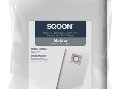 SQOON® Stofzuigerzakken geschikt voor Makita DVC660 / DVC665 Series – 10 Stuks – Hoogwaardige vervanging voor optimale stofopname
