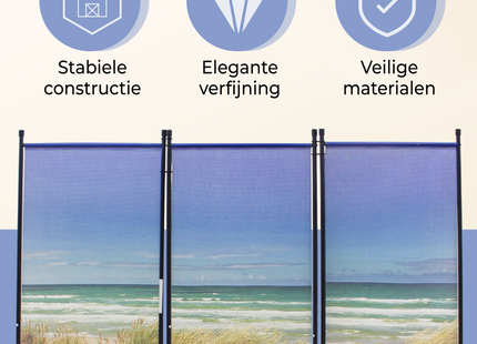 Kamerscherm - 3-delig - Privacy scherm - UV- Bestendig - Zee - Duinen - 170 x 165 Cm - PVC