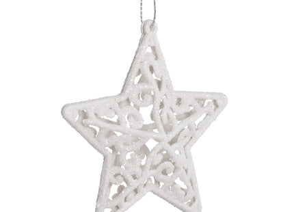 Kerstboomhanger | Kerstversiering | Sterren | Wit | 2 Stuks | 8 cm