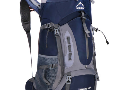 Backpack - Rugzak - Multifunctioneel - Kamperen - Reizen - Regenhoes - Fluitje - 60 Liter - Grijs/Blauw