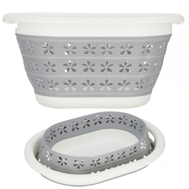 Wasmand - Opvouwbaar - Siliconen - Ruimtebesparend - Grijs - 48L