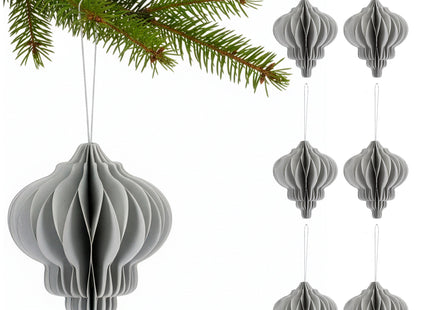 Kerstbal | Papier | 12,5 Cm | 3D | Grijs | 6 Stuks