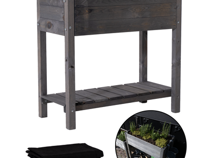 Kweekbak - Plantenbak - Moestuin - Planten - Hout - Geïmpregneerd - Rechthoekig - Grijs - 80 x 40 x 78 Cm