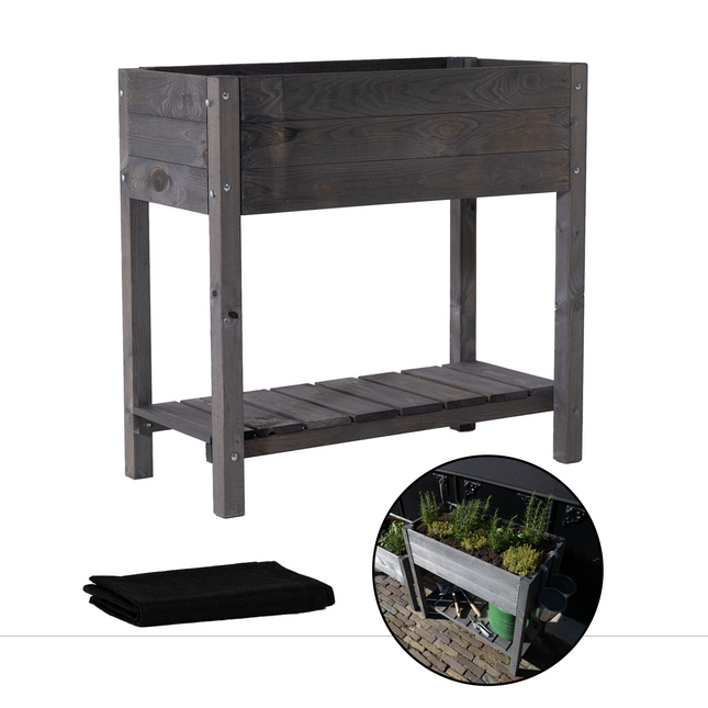 Kweekbak - Plantenbak - Moestuin - Planten - Hout - Geïmpregneerd - Rechthoekig - Grijs - 80 x 40 x 78 Cm