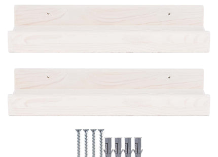 Wandplank - Boekenplank - Ophangbaar - Kruidenplank- Wit- Grenenhout - 10 Kg - 40 cm - 2 Stuks