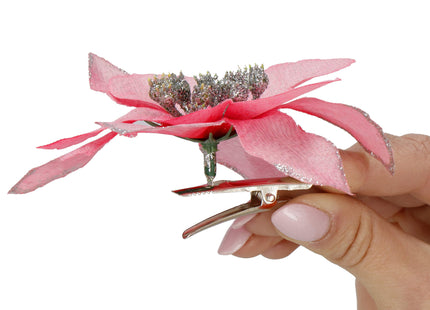 Kunstbloem | Kerst | Ster van Bethlehem | Roze | Glitters