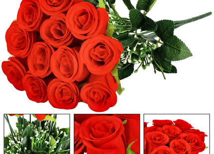 Kunstboeket - Sierboeket - Decoratief - Rozen - Decoratief - 12 Stuks