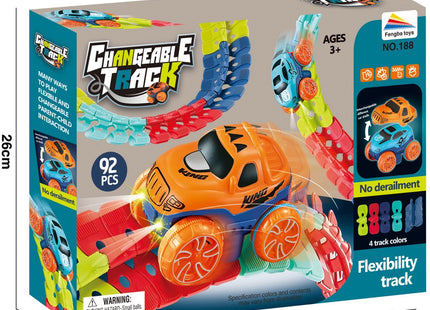 Racebaan - LED Verlichte Raceauto - 92 Delen - Multicolor