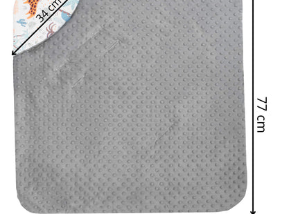 Deken Voor Autostoel - Draagzak - Dubbelzijdig - Capuchon - 77 x 77 Cm - Grijs - Dieren