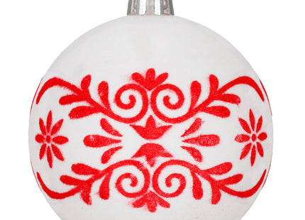 Kerstballen | 12 Stuks | 7 cm | Rood | Wit