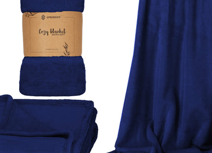 Plaid | Sprei | Deken | 220 x 200 cm | Pluche | Marineblauw