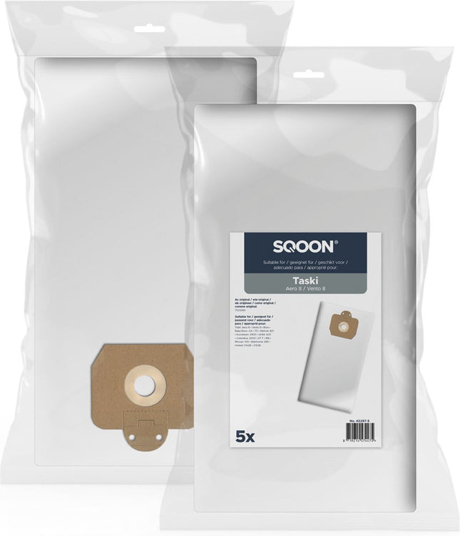 SQOON® Stofzuigerzakken  Geschikt voor Taski Aero 8 / Vento 8 Series - Vervangt Model 7524288 - 5 Stuks