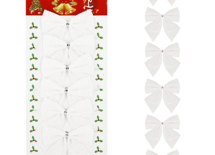 Kerstversiering | Kerstdecoratie Voor Binnen | Kersthanger | Kerststrik | Wit | 6 Stuks
