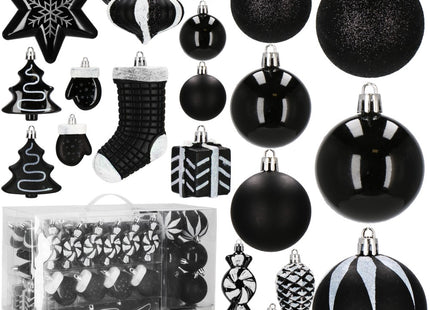 Kerstballen | 77 Stuks | Zwart